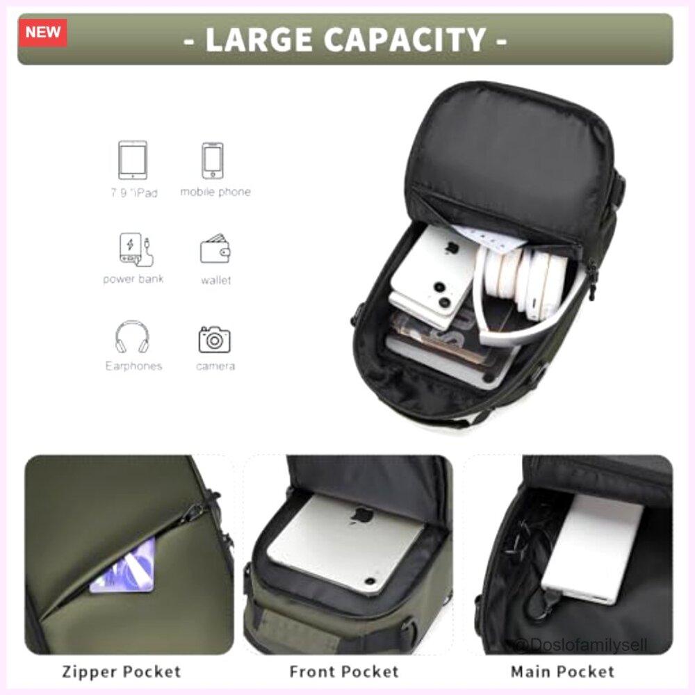 Small Canvas Crossbody Backpack, Adjustable Strap… - image 2